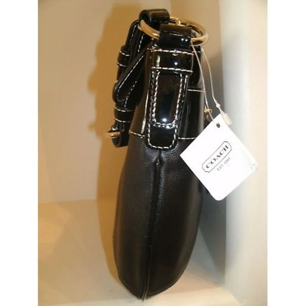Coach F14886 Black Laura Leather Hobo HandBag PURSE Strap Zipper New RARE